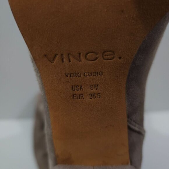 Vince Maggie Knee High Boot Womens 8 Taupe Suede Tall Block Heel Fall Neutral - Picture 13 of 14